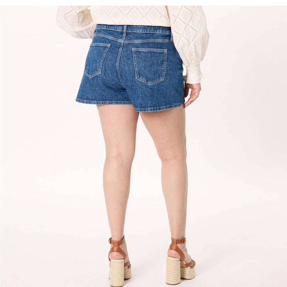 The Drop, Dark Indigo, Mid Rise, Micro Denim Short, 3" Length, 33" Waist - Picture 3 of 5